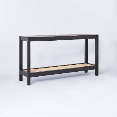 Console Table with Rattan Rattan Shelf Black - Threshold designed with Studio McGee (LOCAL PICKUP ONLY)