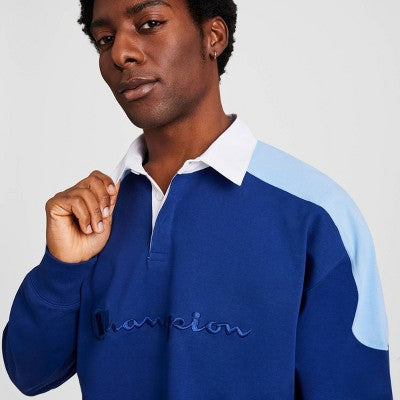 Champion Men's Classic Long Sleeve Rugby Shirt - Blue Depths XL