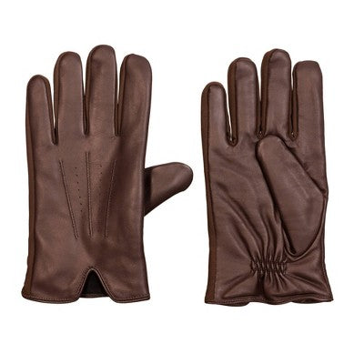 Isotoner Men's Stretch Leather Gloves - Dark Brown XL