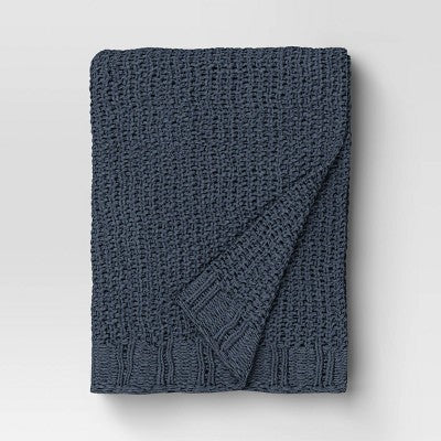 50"x60" Chenille Knit Throw Blanket Steel Blue - Threshold