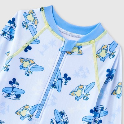 Baby Boys' Disney Mickey Mouse One Piece Rash Guard - Blue 18M