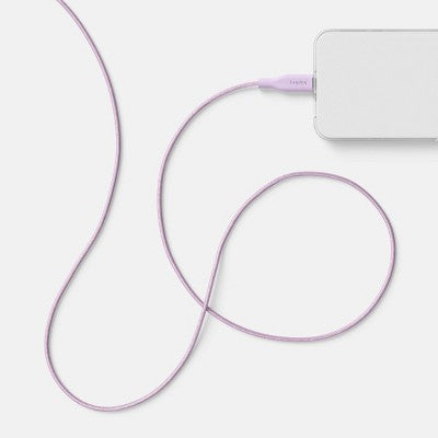 3' USB-C to USB-C Silicone Translucent Jelly Charging Cable - heyday Lavender