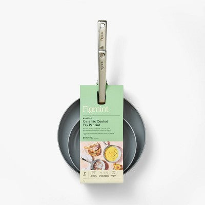 2pk (8" & 10") Nonstick Ceramic Coated Aluminum Frypan Set Dark Gray - Figmint