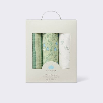 Muslin Swaddle Baby Blankets - Bunnies - 3pk - Cloud Island: Cotton, Typography Pattern, 47" x 47"