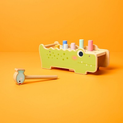 Alligator Pounding Bench - Gigglescape: Push & Pull Toy, 18+ Months, Creativity & Motor Skills, Plywood & Wood