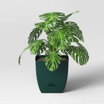 Square Self-Watering Plastic Indoor Outdoor Planter Pot Green 10"x10" - Room Essentials