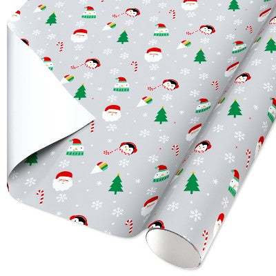 Christmas Icons Roll Wrap: American Greetings Multicolored Santa Pattern Gift Wrap, 30" Width, 20 Sq Ft Coverage (LOCAL PICKUP ONLY)