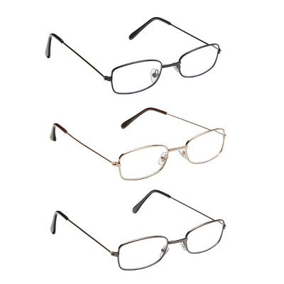 ICU Eyewear Oval Metal Reading Glasses +1.25 - 3pk