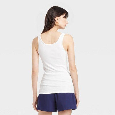 Women's Slim Fit Layered Tank Top - A New Day White XS