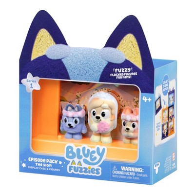 Bluey Fuzzies Episode Pack The Sign Display Case and Figures