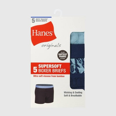 Hanes Boys' 5pk Super Soft Boxer Briefs - M