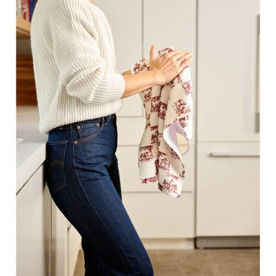 Geometry Kitchen Tea Towel Horse Check Cream