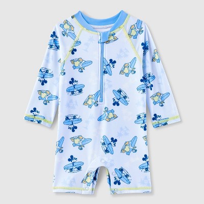 Baby Boys' Disney Mickey Mouse One Piece Rash Guard - Blue 18M