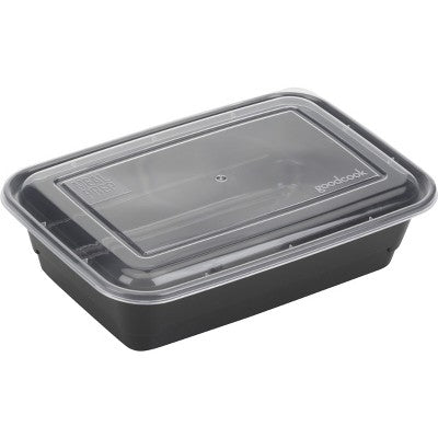 GoodCook Meal Prep 1 Compartment Rectangle Containers + Lids - 4Cups - 60 pcs/30ct - Black