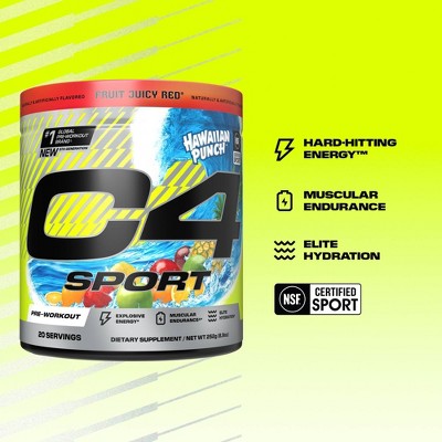 Cellucor C4 Sport Pre-Workout Powder - Hawaiian Punch Fruit Juicy Red - 8.9oz/20 Servings