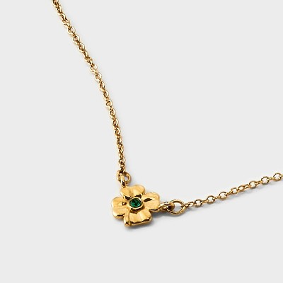 Tiny Tags 14K Gold Ion Plated Clover Necklace