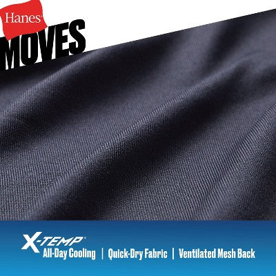 Hanes Premium Men's 2pk Move Breathable Mesh Crew Neck T-Shirt X-Temp - Black M: Moisture Wicking, Quick Dry, 4-Way Stretch, Tagless