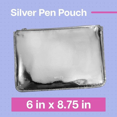 Noted by Post-it Zip Top Metallic Pen Pouch Silver