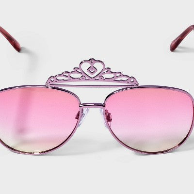 Girls' Crown Aviator Sunglasses - Cat & Jack Metallic Pink: UV Protection, Adjustable Nose Pads