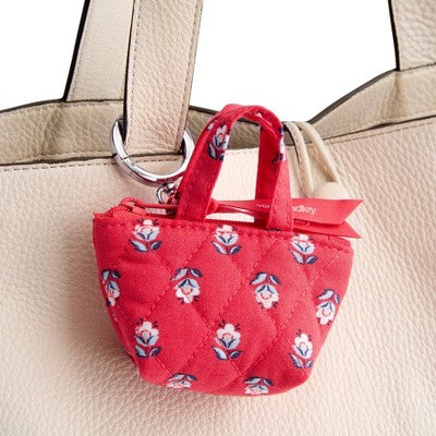 Vera Bradley Hibiscus Bluebell Ditsy Essential Mini Tote Bag Charm - Red