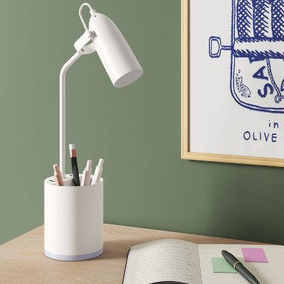 Task Table Lamp with Nightlight New Ivory Integrated LED Bulb - Room Essentials