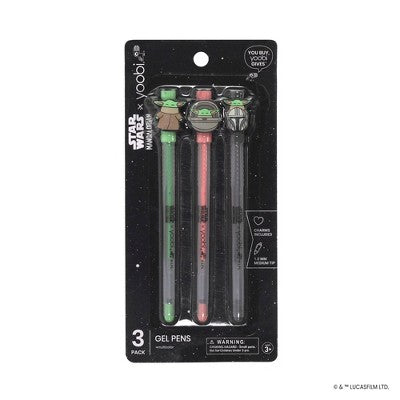 Yoobi Gel Pen 3pk with Charms Mandalorian