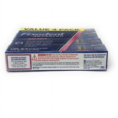 Fixodent Advanced Max Hold Denture Adhesive, 2.2 oz, Pack of 4