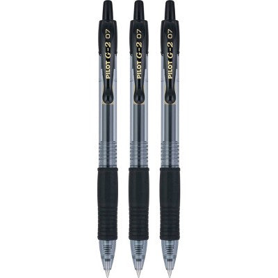 Pilot 3pk G2 Gel Pens Fine Point 0.7mm Black Ink