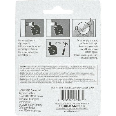 Hillman 4pk Canvas Grip Hangers: Picture Hooks & Mirror Hanging Hardware, Plastic, 10lb Capacity, White