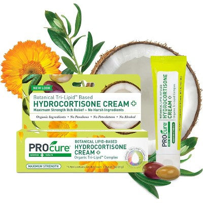 Procure Hydrocortisone with Calendula Cream 1 oz, Maximum Strength Itch Relief with Botanical Support to Soothe Red, Irritated Skin