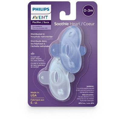 Philips Avent 2pk Soothie Heart Pacifier 0-3 Months - Blue