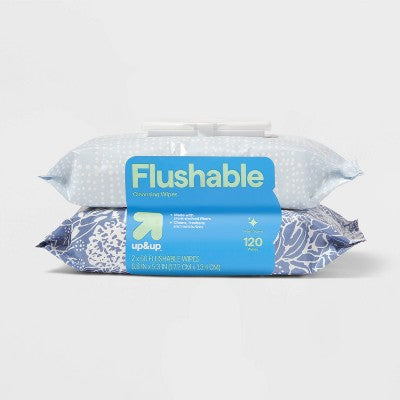 Flushable Cleansing Wipes - Fresh Scent - 2pk/60ct - up&up