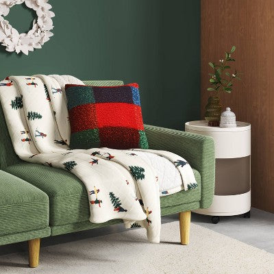 Square Chalet Plaid Printed Boucle Throw Pillow - Room Essentials
