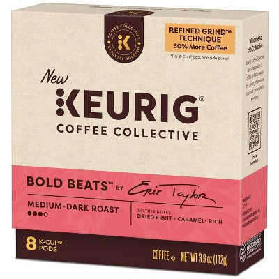 Keurig Coffee Collective Bold Beats Medium Dark Roast K-Cup Coffee Pods - 8ct: Arabica Beans, Caramel Flavor