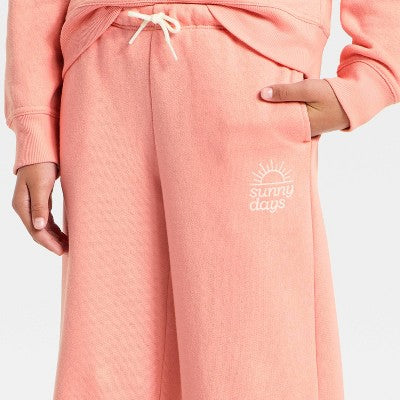 Girls' French Terry Sunny Days Sweatpants Cat&Jack Peach Pink XL
