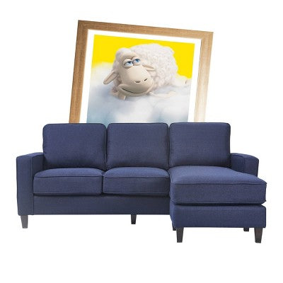 Harmon Track Arm Sectional Sofa Navy - Serta: Contemporary Reversible Chaise, Loose Cushions, Pine Frame, 3-Seater (LOCAL PICKUP ONLY)