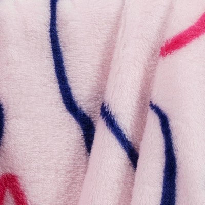 Recycled Poly Printed Outlined Hearts Plush Throw Pink/Blue - Room Essentials