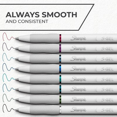 Sharpie S-Gel Pens White Fash Exp Asst Ink 8Ct Card