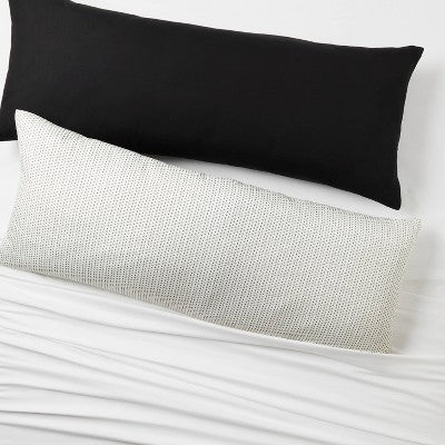 2pk Body Pillow Cover Microfiber Ivory/Black - Room Essentials: Zippered, 170 Thread Count, OEKO-TEX Certified