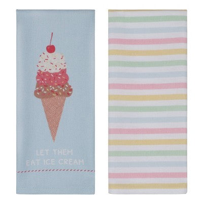 2pk Ice Cream Dishtowels Ice Cream and Stripes - Bullseye's Playground