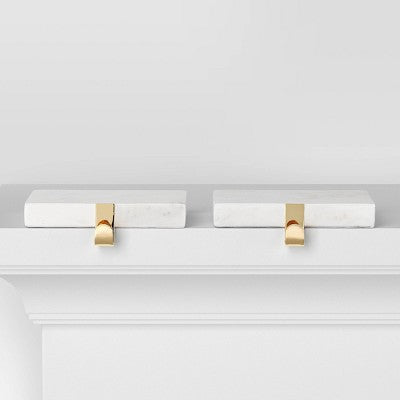 2pk Marble Christmas Stocking Holder White/Gold - Wondershop
