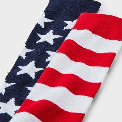 Women's American Flag Knee High Socks - Navy/Red/White 4-10