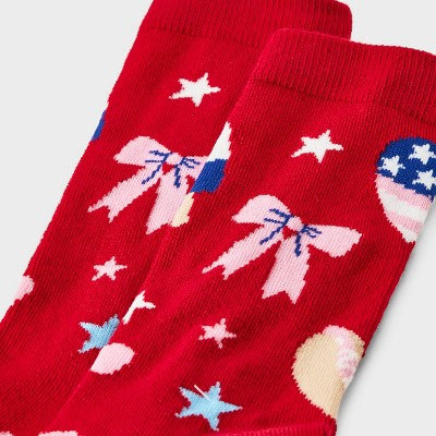 Women's Summer BBQ Crew Socks - Red 4-10