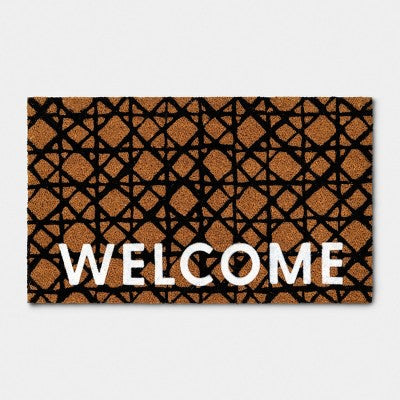1'6"x2'6" Rectangle Outdoor Caning Flocked Outdoor Doormat Black - Threshold (LOCAL PICKUP ONLY)
