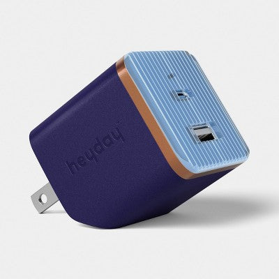 Wall Charger 2 Port USB-A + USB-C 25W - heyday Fluted Future Dusk Blue