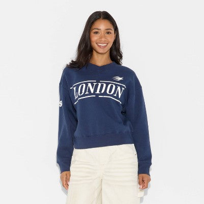 Women's Oversized Pullover Sweatshirt - Wild Fable Navy Blue XL