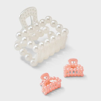 Girls' 3pk Pearls Claw Clip Set - Cat & Jack