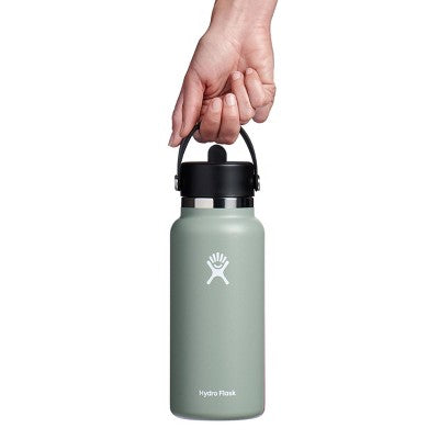 Hydro Flask 32oz Wide Mouth Flex Straw Bottle - Agave: Vacuum-Insulated, BPA-Free
