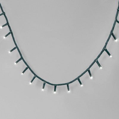 9.5' 3mm 100ct LED Micro Christmas String Lights White with Green Wire - Wondershop