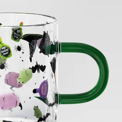 15.2 fl oz Glass Bat and Witch Hat Print Mug - Hyde and EEK! Boutique